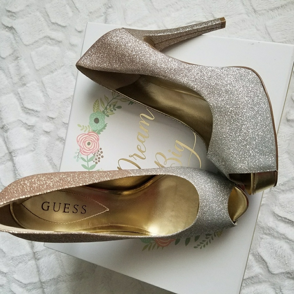 Guess ombre (gold rose to silver) shoes